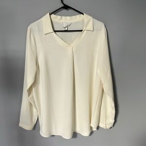 Christopher & Banks Womens Large Cream Long Sleeve Blouse